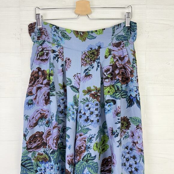 Anthropologie Purple and Blue Floral Wide Leg Pants - Picture 4 of 16